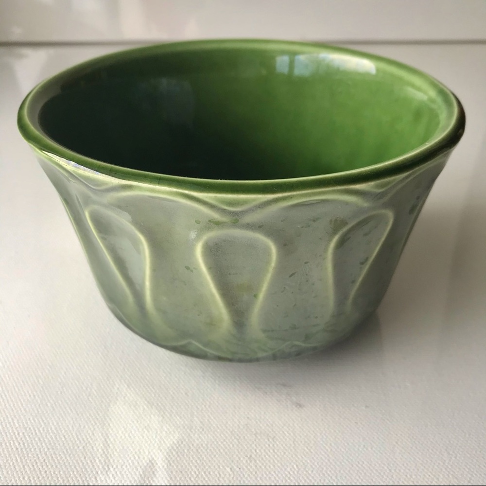 Vintage 1970s McCoy Floraline Green Ceramic Planter Pot